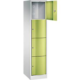 C und P C+P Resisto lockerkast, 1 vak, 4 vakken, B 396 x D 540 x H 1950 mm, lichtgrijs/kleedgroen