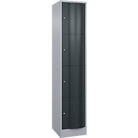 C und P C+P Resisto lockerkast, 1 vak, 4 vakken, B 396 x D 540 x H 1950 mm, blank aluminium/antraciet grijs