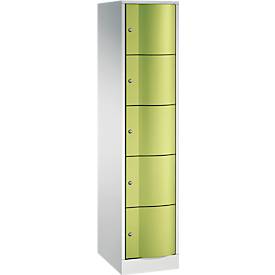 C und P C+P lockerkast Resisto, 1 vak, 5 vakken, B 396 x D 540 x H 1950 mm, lichtgrijs/kleedgroen