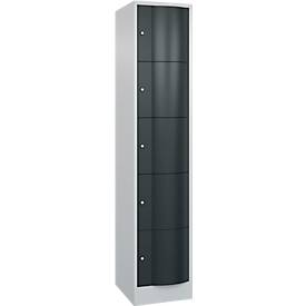 C und P C+P lockerkast Resisto, 1 vak, 5 vakken, B 396 x D 540 x H 1950 mm, lichtgrijs/antracietgrijs
