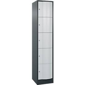C und P C+P lockerkast Resisto, 1 vak, 5 vakken, B 396 x D 540 x H 1950 mm, antracietgrijs/lichtgrijs