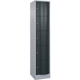 C und P C+P lockerkast Resisto, 1 vak, 5 vakken, B 396 x D 540 x H 1950 mm, blank aluminium/antracietgrijs