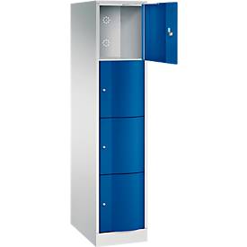 C und P C+P Resisto lockerkast, 1 vak, 4 vakken, B 396 x D 640 x H 1950 mm, lichtgrijs/ gentiaanblauw