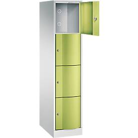 C und P C+P Resisto lockerkast, 1 vak, 4 vakken, B 396 x D 640 x H 1950 mm, lichtgrijs/kleedgroen
