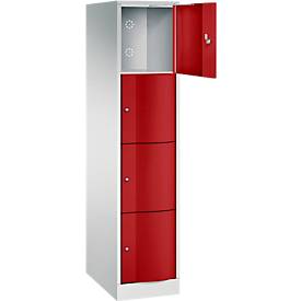 C und P C+P Resisto lockerkast, 1 vak, 4 vakken, B 396 x D 640 x H 1950 mm, lichtgrijs/ruwe rood