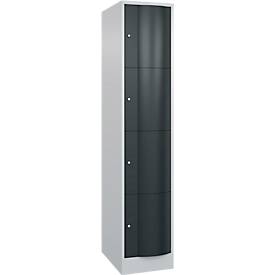 C und P C+P Resisto lockerkast, 1 vak, 4 vakken, B 396 x D 640 x H 1950 mm, lichtgrijs/antracietgrijs