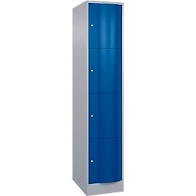 C und P C+P lockerkast Resisto, 1 vak, 4 vakken, B 396 x D 640 x H 1950 mm, blank aluminium/ gentiaanblauw