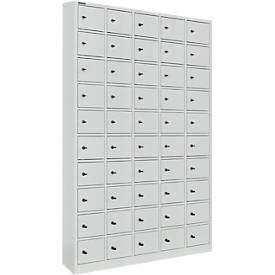 Schäfer Shop Select kluis met 50 afsluitbare compartimenten - metaal - B 980 x D 200 x H 1530 mm - lichtgrijs RAL 7035 - met metalen afdekplaat. - ons merk 
