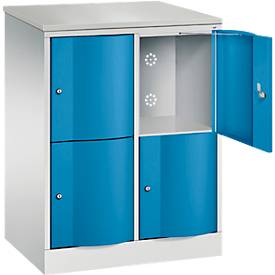 C und P C+P Resisto lockerkast, 2 vakken, 4 vakken, B 772 x D 540 x H 1077 mm, lichtgrijs/lichtblauw