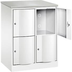 C und P C+P Resisto lockerkast, 2 vakken, 4 legborden, B 772 x D 540 x H 1077 mm, verkeerswit