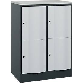 C und P C+P Resisto lockerkast, 2 vakken, 4 legborden, B 772 x D 540 x H 1077 mm, antracietgrijs/lichtgrijs
