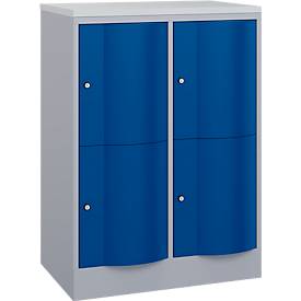 C und P C+P Resisto lockerkast, 2 vakken, 4 legborden, B 772 x D 540 x H 1077 mm, blank aluminium/ gentiaanblauw