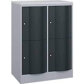 C und P C+P Resisto lockerkast, 2 vakken, 4 vakken, B 772 x D 540 x H 1077 mm, blank aluminium/antracietgrijs