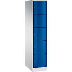 C und P C+P Resisto lockerkast, 1 vak, 5 vakken, B 396 x D 640 x H 1950 mm, lichtgrijs/ gentiaanblauw