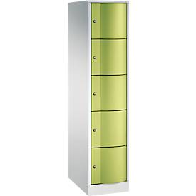 C und P C+P Resisto lockerkast, 1 vak, 5 vakken, B 396 x D 640 x H 1950 mm, lichtgrijs/kleedgroen