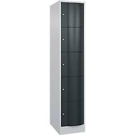 C und P C+P Resisto lockerkast, 1 vak, 5 vakken, B 396 x D 640 x H 1950 mm, lichtgrijs/antracietgrijs