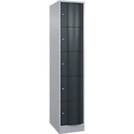 C und P C+P Resisto lockerkast, 1 vak, 5 vakken, B 396 x D 640 x H 1950 mm, blank aluminium/antraciet grijs