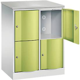 C und P C+P Resisto lockerkast, 2 vakken, 4 vakken, B 772 x D 540 x H 1077 mm, lichtgrijs/kleedgroen