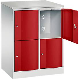 C und P C+P Resisto lockerkast, 2 vakken, 4 vakken, B 772 x D 540 x H 1077 mm, lichtgrijs/ruinrood