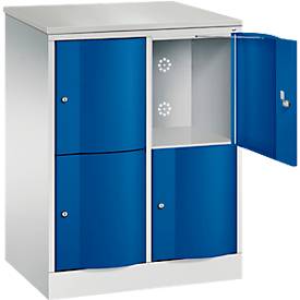 C und P C+P Resisto lockerkast, 2 vakken, 4 vakken, B 772 x D 540 x H 1077 mm, lichtgrijs/ gentiaanblauw