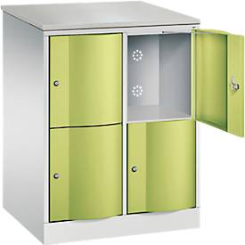 C und P C+P Resisto lockerkast, 2 vakken, 4 vakken, B 772 x D 640 x H 1077 mm, lichtgrijs/kleedgroen