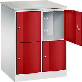 C und P C+P Resisto lockerkast, 2 vakken, 4 vakken, B 772 x D 640 x H 1077 mm, lichtgrijs/ruwe rood