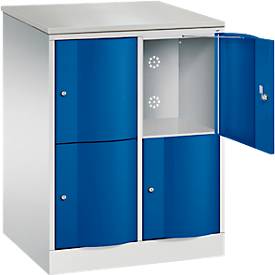 C und P C+P Resisto lockerkast, 2 vakken, 4 vakken, B 772 x D 640 x H 1077 mm, lichtgrijs/ gentiaanblauw