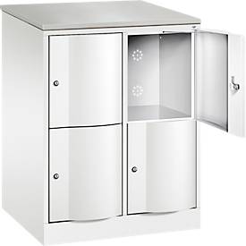 C und P C+P Resisto lockerkast, 2 vakken, 4 legborden, B 772 x D 640 x H 1077 mm, verkeerswit