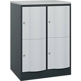 C und P C+P Resisto lockerkast, 2 vakken, 4 legborden, B 772 x D 640 x H 1077 mm, antracietgrijs/lichtgrijs