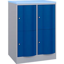 C und P C+P lockerkast Resisto, 2 vakken, 4 vakken, B 772 x D 640 x H 1077 mm, blank aluminium/ gentiaanblauw
