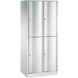 C und P C+P Garderobekast Resisto, 2 vakken, 4 legborden, B 772 x D 540 x H 1950 mm, lichtgrijs