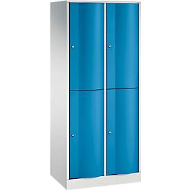 C und P C+P Garderobekast Resisto, 2 vakken, 4 legborden, B 772 x D 540 x H 1950 mm, lichtgrijs/gentiaanblauw