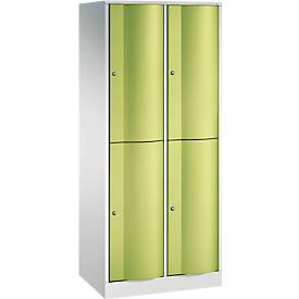 C und P C+P Garderobekast Resisto, 2 vakken, 4 vakken, B 772 x D 540 x H 1950 mm, lichtgrijs/kleedgroen