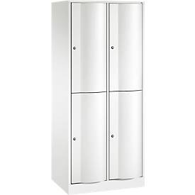C und P C+P Garderobekast Resisto, 2 vakken, 4 legborden, B 772 x D 540 x H 1950 mm, verkeerswit