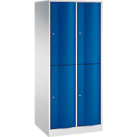 C und P C+P Garderobekast Resisto, 2 vakken, 4 legborden, B 772 x D 640 x H 1950 mm, lichtgrijs/gentiaanblauw