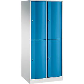 C und P C+P Garderobekast Resisto, 2 vakken, 4 legborden, B 772 x D 640 x H 1950 mm, lichtgrijs/lichtblauw