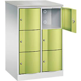 C und P C+P Resisto lockerkast, 2 vakken, 6 vakken, B 772 x D 640 x H 1255 mm, lichtgrijs/kleedgroen