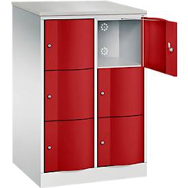 C und P C+P Resisto lockerkast, 2 vakken, 6 vakken, B 772 x D 640 x H 1255 mm, lichtgrijs/ruinrood