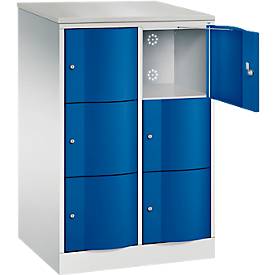 C und P C+P Resisto lockerkast, 2 vakken, 6 vakken, B 772 x D 640 x H 1255 mm, lichtgrijs/ gentiaanblauw