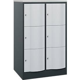 C und P C+P Resisto lockerkast, 2 vakken, 6 vakken, B 772 x D 640 x H 1255 mm, antracietgrijs/lichtgrijs