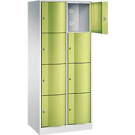 C und P C+P Resisto lockerkast, 2 vakken, 8 vakken, B 772 x D 540 x H 1950 mm, lichtgrijs/kleedgroen