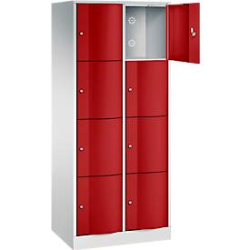 C und P C+P Resisto lockerkast, 2 vakken, 8 vakken, B 772 x D 540 x H 1950 mm, lichtgrijs/ruinrood