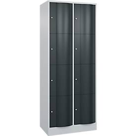 C und P C+P Resisto lockerkast, 2 vakken, 8 vakken, B 772 x D 540 x H 1950 mm, antracietgrijs/lichtgrijs
