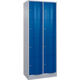 C und P C+P lockerkast Resisto, 2 vakken, 8 vakken, B 772 x D 540 x H 1950 mm, blank aluminium/ gentiaanblauw