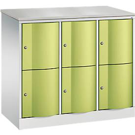C und P C+P Resisto lockerkast, 3 vakken, 6 vakken, B 1148 x D 540 x H 1077 mm, lichtgrijs/kleedgroen