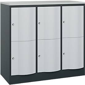 C und P C+P Resisto lockerkast, 3 vakken, 6 vakken, B 1148 x D 540 x H 1077 mm, antracietgrijs/lichtgrijs