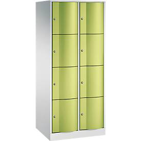 C und P C+P Resisto lockerkast, 2 vakken, 8 vakken, B 772 x D 640 x H 1950 mm, lichtgrijs/kleedgroen