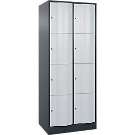 C und P C+P Resisto lockerkast, 2 vakken, 8 vakken, B 772 x D 640 x H 1950 mm, antracietgrijs/lichtgrijs