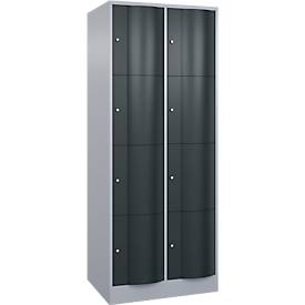 C und P C+P Resisto lockerkast, 2 vakken, 8 vakken, B 772 x D 640 x H 1950 mm, blank aluminium/antraciet grijs