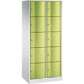 C und P C+P Resisto lockerkast, 2 vakken, 10 vakken, B 772 x D 540 x H 1950 mm, lichtgrijs/kleedgroen